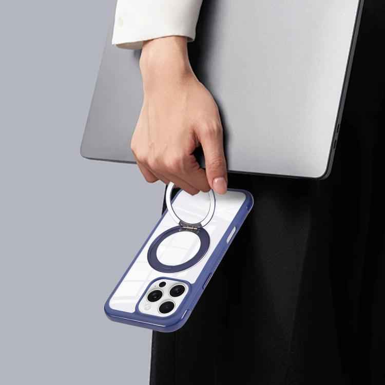 Solid Color Edge Transparency Rotation Holder MagSafe Phone Case