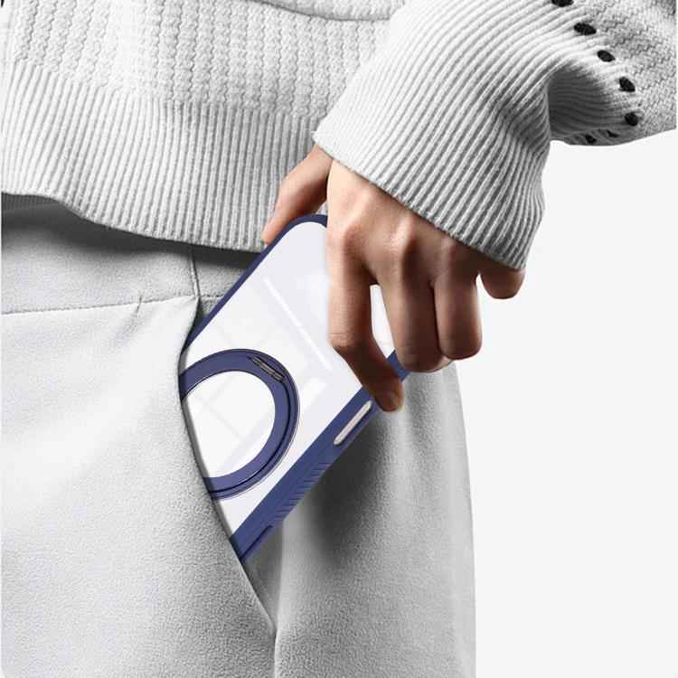 Solid Color Edge Transparency Rotation Holder MagSafe Phone Case