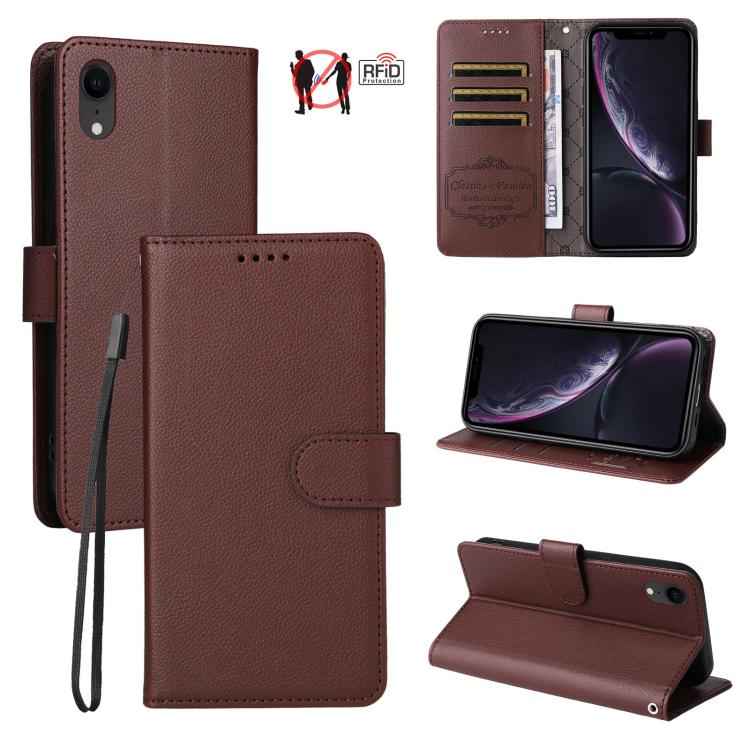 Litchi Texture RFID Blocking 3-Card Wallet Leather Phone Case