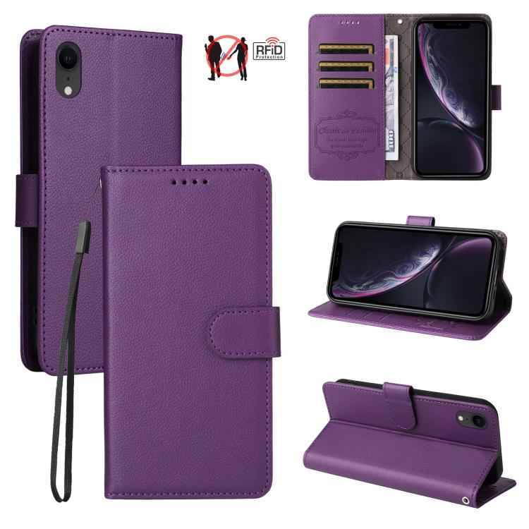 Litchi Texture RFID Blocking 3-Card Wallet Leather Phone Case