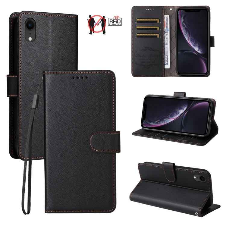 Litchi Texture RFID Blocking 3-Card Wallet Leather Phone Case
