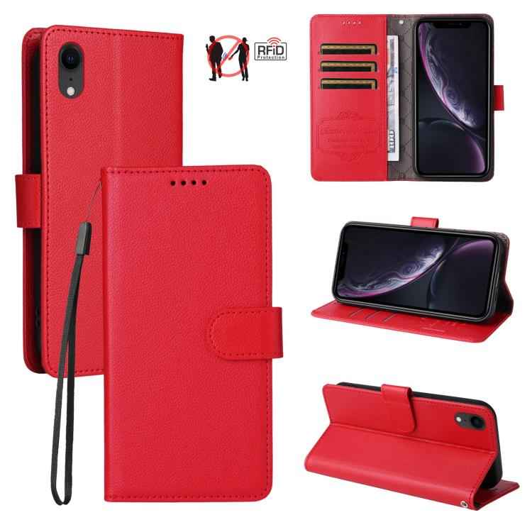 Litchi Texture RFID Blocking 3-Card Wallet Leather Phone Case