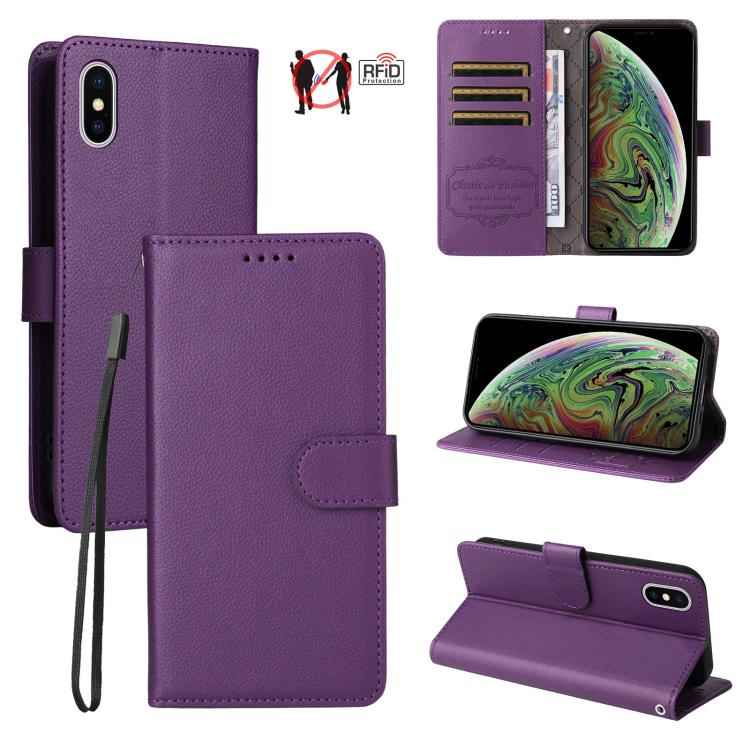 Litchi Texture RFID Blocking 3-Card Wallet Leather Phone Case