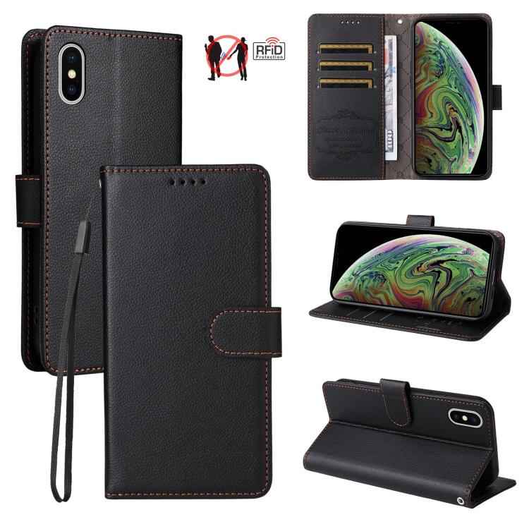 Litchi Texture RFID Blocking 3-Card Wallet Leather Phone Case