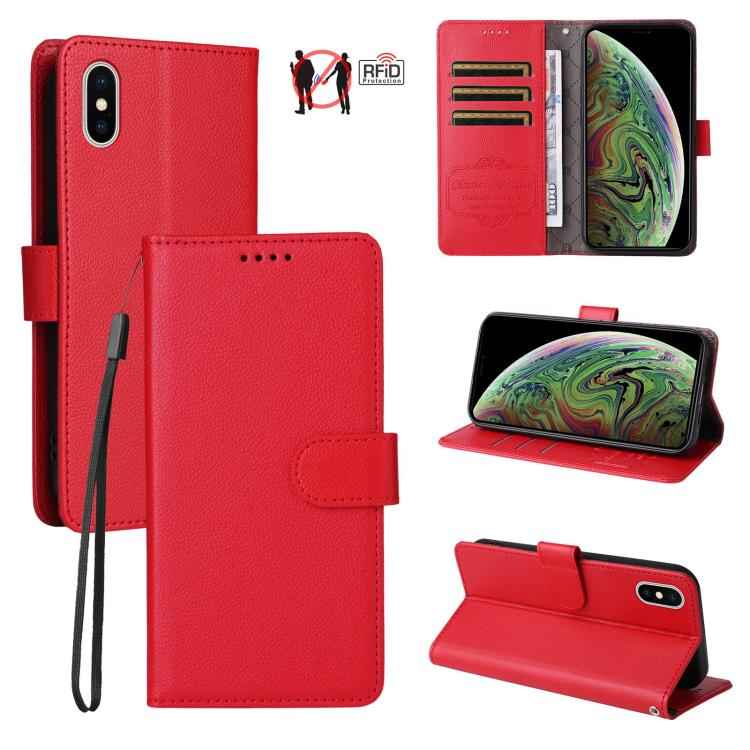 Litchi Texture RFID Blocking 3-Card Wallet Leather Phone Case