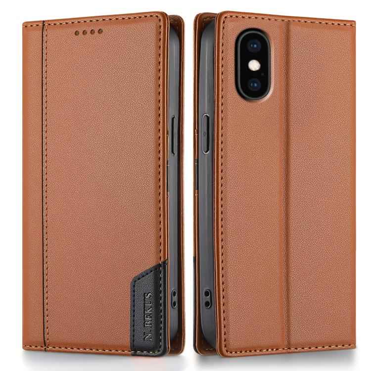 N.BEKUS P3 RFID Stitching Magnetic Flip Leather Phone Case