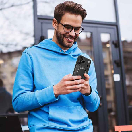 Carbon Fiber Texture MagSafe Phone Case with Holder