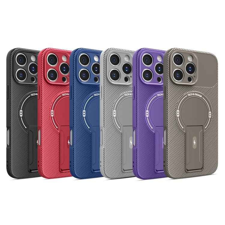 Carbon Fiber Texture MagSafe Phone Case with Holder