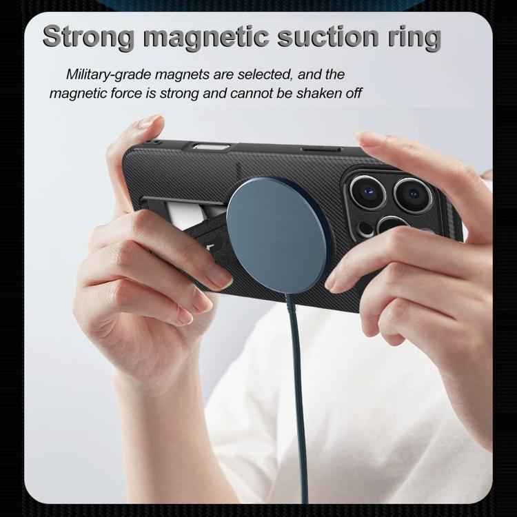 Carbon Fiber Texture MagSafe Phone Case with Holder