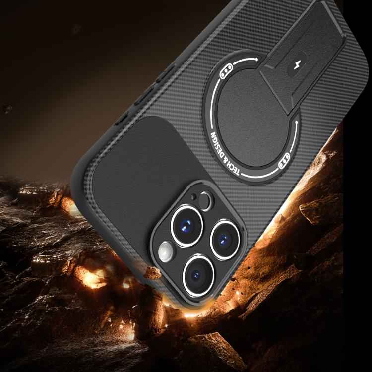 Carbon Fiber Texture MagSafe Phone Case with Holder