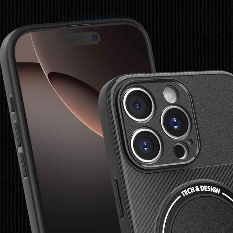 Carbon Fiber Texture MagSafe Phone Case with Holder