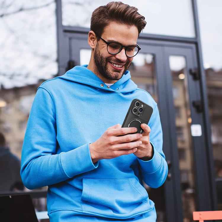 Carbon Fiber Texture MagSafe Phone Case with Holder