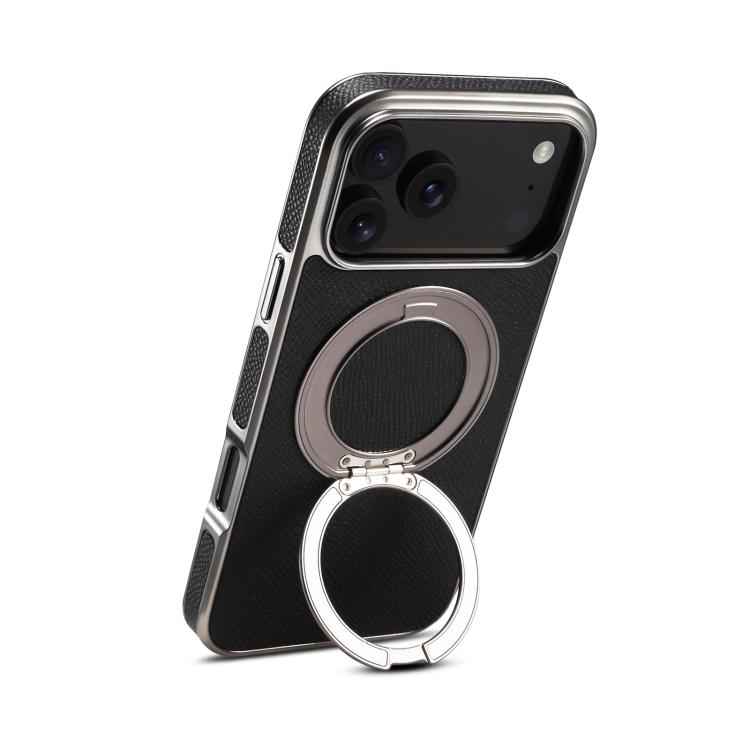 Denior A23 Magnetic Holder Electroplating Genuine Leather Phone Case