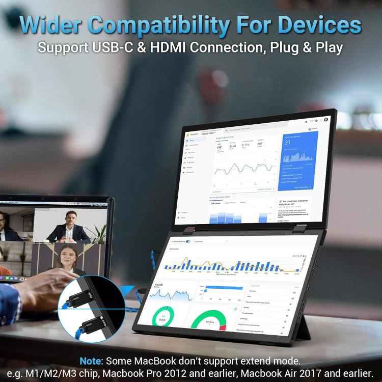 S156P31D 15.6" 1080P Dual-Screen Foldable Portable Monitor with Holder