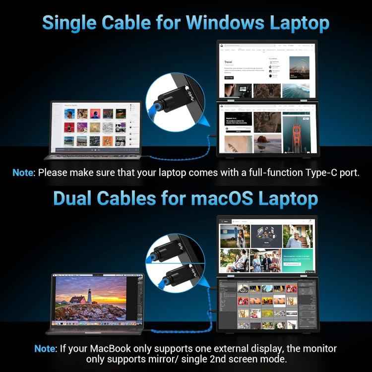 S156P31D 15.6" 1080P Dual-Screen Foldable Portable Monitor with Holder