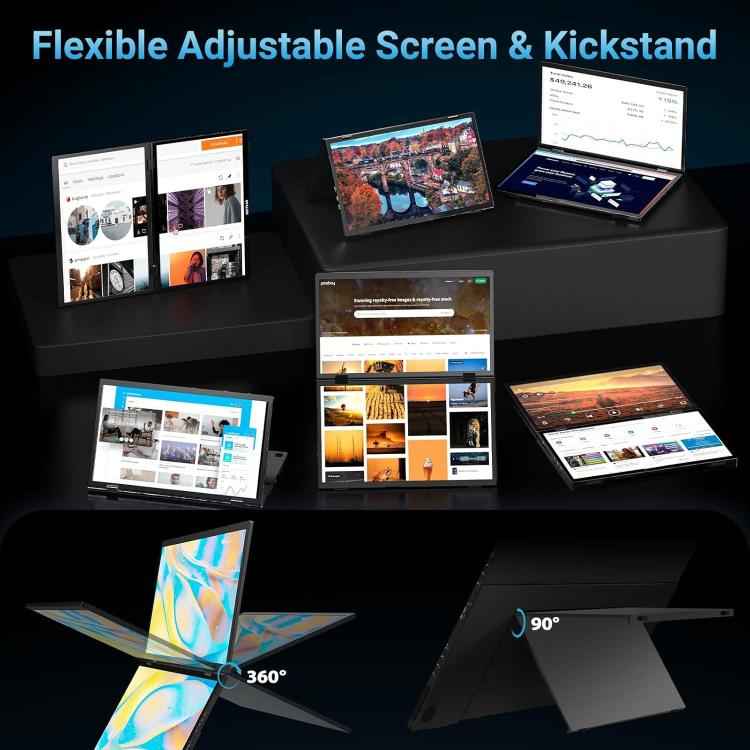 S156P31D 15.6" 1080P Dual-Screen Foldable Portable Monitor with Holder