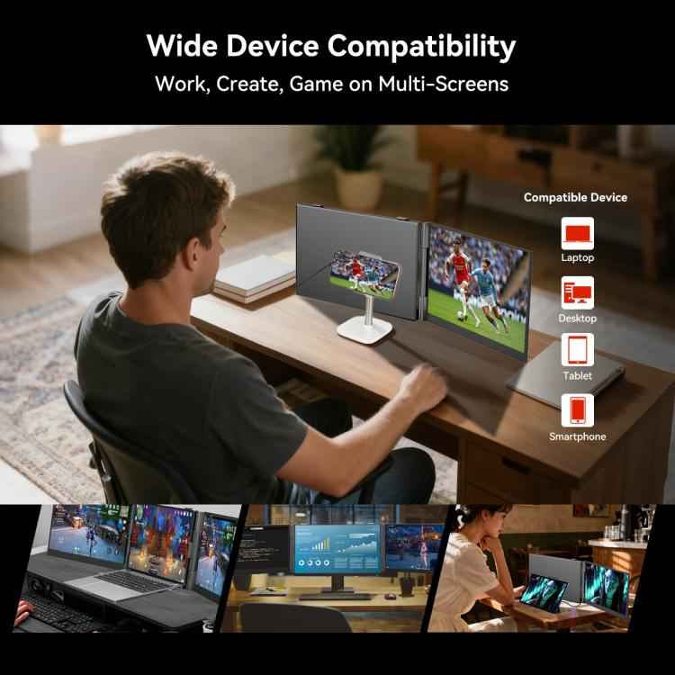 Blackview DCM6 14" Dual-Screen Portable Laptop Extension Monitor with Stand