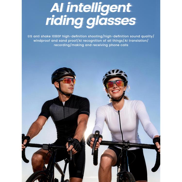 E08 13MP 1080P 30FPS AI Cycling Smart Glasses with Voice / Calling