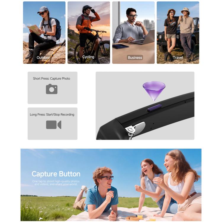 HD5 Ultra Double Lenses Smart AI Translation Glasses with 8MP HD Camera, Video Recording, WiFi Transmission, Al Smart Voice Assistant
