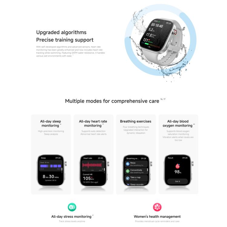 Xiaomi Redmi Watch 6, 2.07 inch AMOLED Screen 5ATM Waterproof, Support Heart Rate / Blood Oxygen Monitor, Redmi Watch 6 (Silver), Redmi Watch 6 (Blue), Redmi Watch 6 (Black)