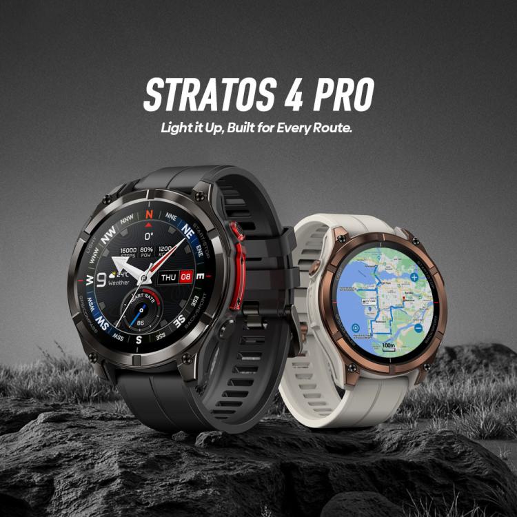 Zeblaze Stratos 4 Pro Rugged Outdoor GPS Smart Watch 1.43 inch Screen 5 ATM & IP69K Built-in Flashlight