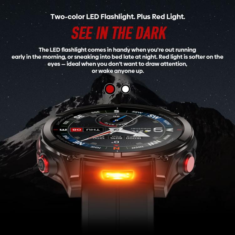 Zeblaze Stratos 4 Pro Rugged Outdoor GPS Smart Watch 1.43 inch Screen 5 ATM & IP69K Built-in Flashlight