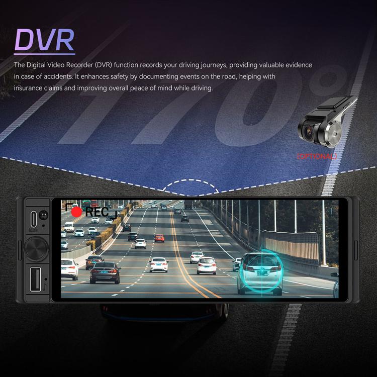 Universal 6.28 inch Single-DIN Car Center Console Display with CarPlay & Android Auto Function, Standard, with AHD Camera + Microphone