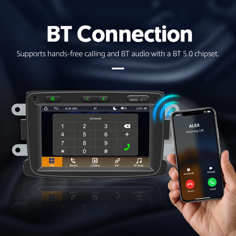 7" Car MP5 Player Wireless Central Control Smart Screen – Renault Dacia 2016–2018