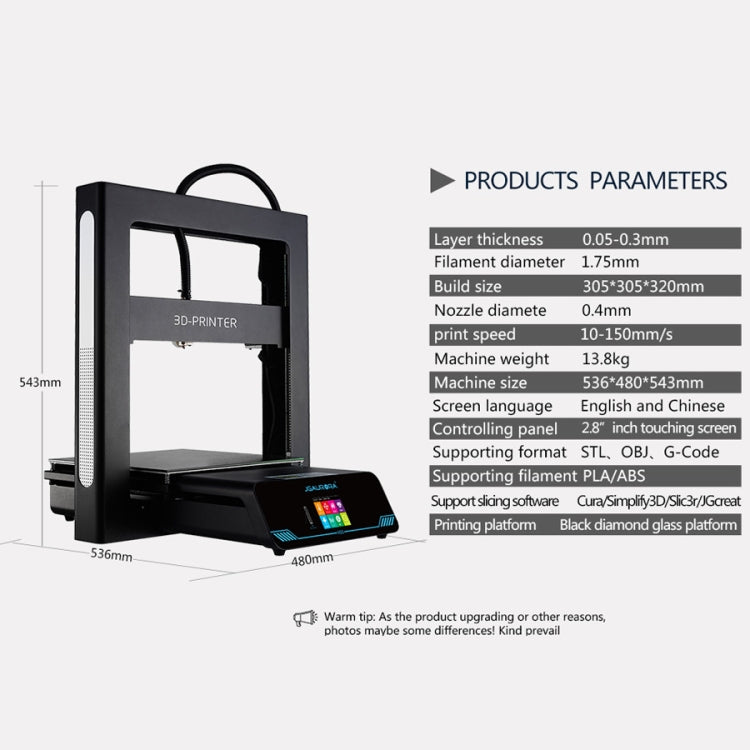 JGAURORA A5S Desktop High Precision Metal Plate Frame Three-Dimensional Physical 3D Printer, JGAURORA A5S
