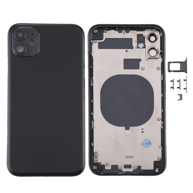 iPhone 11 Back Housing Cover with SIM Card Tray, Side Keys, & Camera Lens Replacement - Compatible with iPhone 11 Models
