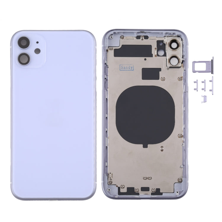 iPhone 11 Back Housing Cover with SIM Card Tray, Side Keys, & Camera Lens Replacement - Compatible with iPhone 11 Models