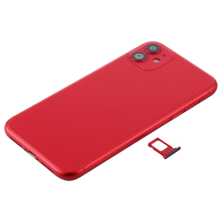 Tapa trasera de batería para iPhone 11 con teclas laterales, bandeja para tarjetas, cable flexible de encendido y volumen, módulo de carga inalámbrica - Tapa trasera de batería resistente para iPhone 11