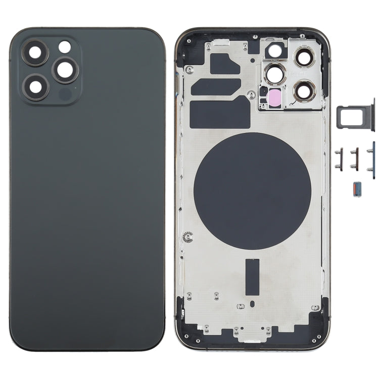 Carcasa trasera azul para iPhone 12 Pro con bandeja para tarjeta SIM, teclas laterales y lente de cámara: ajuste perfecto.