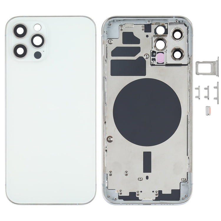 Carcasa trasera azul para iPhone 12 Pro con bandeja para tarjeta SIM, teclas laterales y lente de cámara: ajuste perfecto.