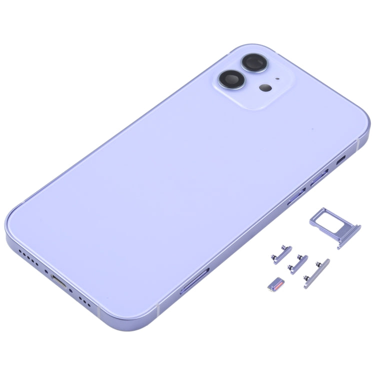 Carcasa trasera blanca premium para iPhone 12 con bandeja para tarjeta SIM, teclas laterales y lente de cámara