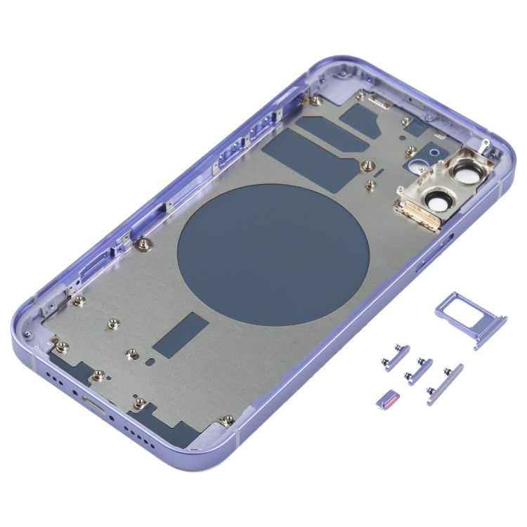 Carcasa trasera blanca premium para iPhone 12 con bandeja para tarjeta SIM, teclas laterales y lente de cámara