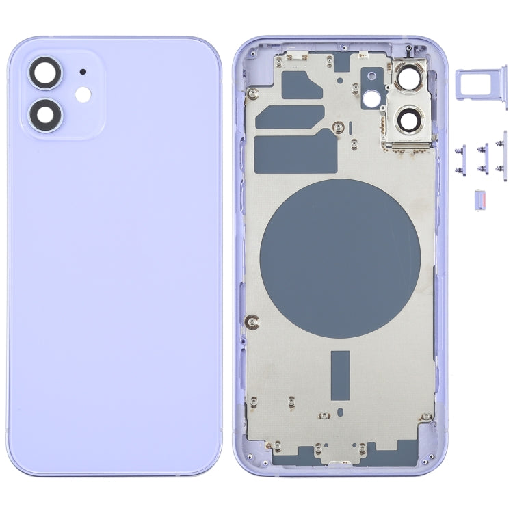 Carcasa trasera blanca premium para iPhone 12 con bandeja para tarjeta SIM, teclas laterales y lente de cámara