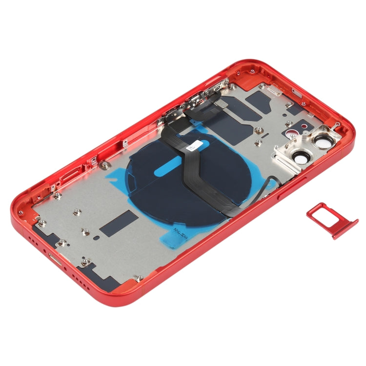 Reemplazo de tapa trasera de batería para iPhone 12 con teclas laterales, bandeja para tarjetas, cable flexible y módulo de carga inalámbrica