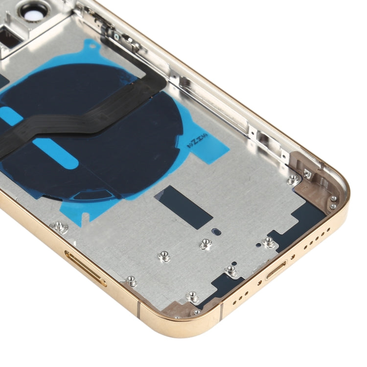 Reemplazo de tapa trasera de batería para iPhone 12 Pro con teclas laterales, bandeja para tarjetas, cable flexible de encendido/volumen y módulo de carga inalámbrica