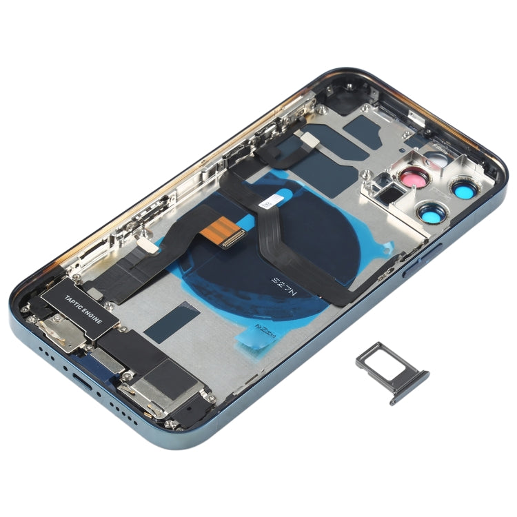 Tapa trasera de batería para iPhone 12 Pro con botones, altavoz, lente de cámara, puerto de carga y módulo inalámbrico en negro y dorado