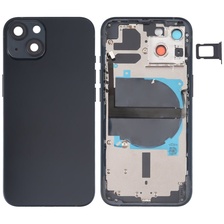 Tapa trasera de batería para iPhone 13 con teclas laterales, bandeja para tarjetas, cable flexible de encendido y volumen, módulo de carga inalámbrica
