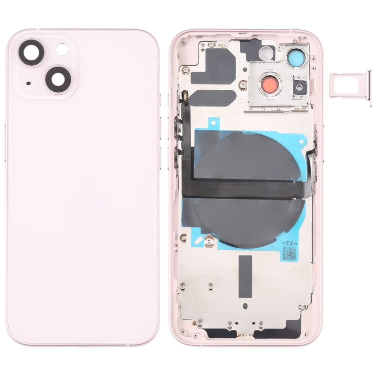 Tapa trasera de batería para iPhone 13 con teclas laterales, bandeja para tarjetas, cable flexible de encendido y volumen, módulo de carga inalámbrica