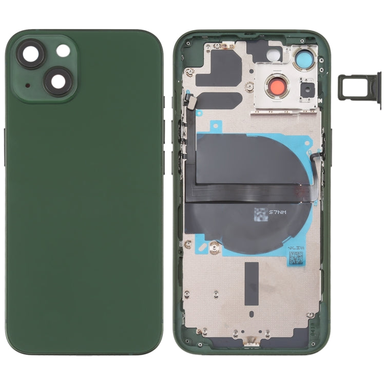 Tapa trasera de batería para iPhone 13 con teclas laterales, bandeja para tarjetas, cable flexible de encendido y volumen, módulo de carga inalámbrica
