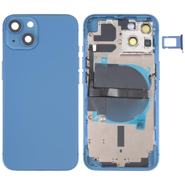Tapa trasera de batería para iPhone 13 con teclas laterales, bandeja para tarjetas, cable flexible de encendido y volumen, módulo de carga inalámbrica