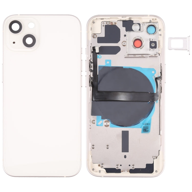 Tapa trasera de batería para iPhone 13 con teclas laterales, bandeja para tarjetas, cable flexible de encendido y volumen, módulo de carga inalámbrica