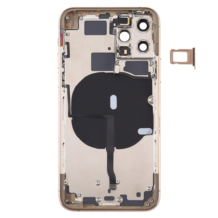 Tapa trasera de batería para iPhone 11 Pro con teclas laterales, bandeja para tarjetas, cable flexible y módulo de carga inalámbrica