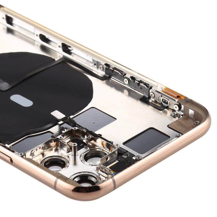 Tapa trasera de batería para iPhone 11 Pro con teclas laterales, bandeja para tarjetas, cable flexible y módulo de carga inalámbrica