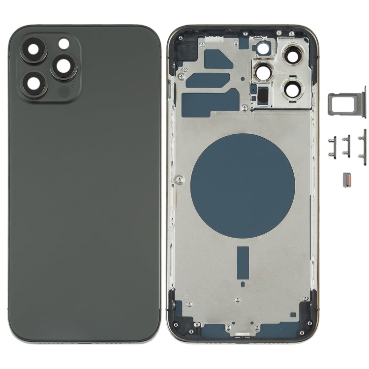 Reemplazo de carcasa trasera para iPhone 12 Pro Max con bandeja para tarjeta SIM, teclas laterales y lente de cámara