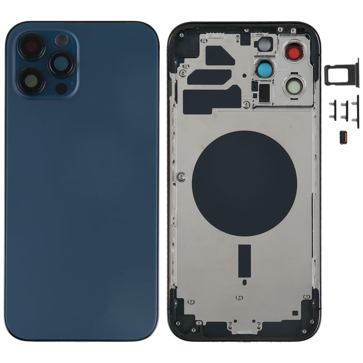 Reemplazo de carcasa trasera para iPhone 12 Pro Max con bandeja para tarjeta SIM, teclas laterales y lente de cámara