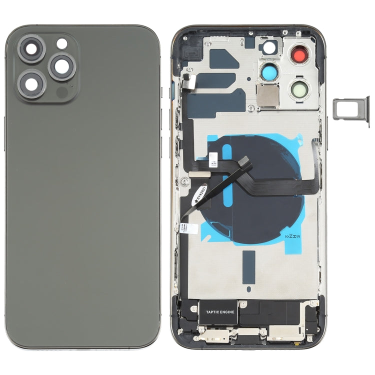 Conjunto de tapa trasera de batería para iPhone 12 Pro Max con componentes clave, botones, lente de la cámara, puerto de carga y más